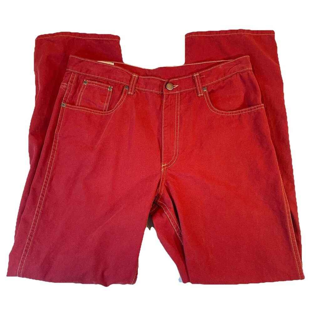 Life Uninhibited Jeans Coastal Cotton Red Men’s 34x32 Alabama Made In USA Zip